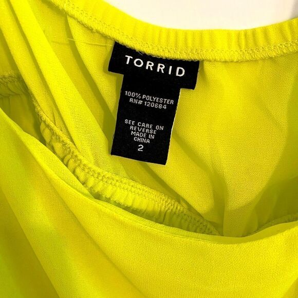TORRID Neon Frill Layered Ruffle Spaghetti Strap Tank Top Shirt Blouse P… - Picture 3 of 3